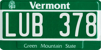 VT license plate LUB378