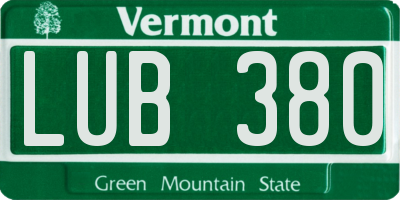 VT license plate LUB380