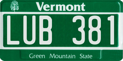 VT license plate LUB381