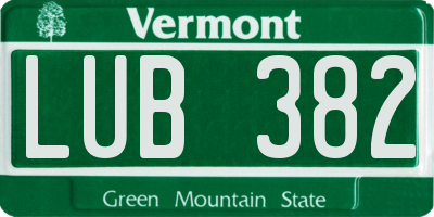 VT license plate LUB382