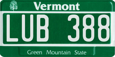 VT license plate LUB388