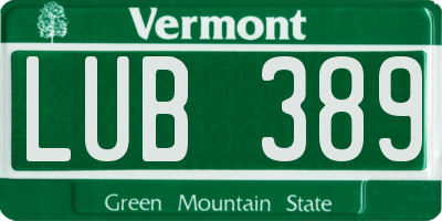 VT license plate LUB389