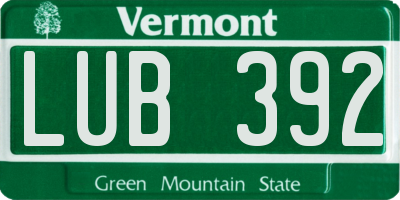 VT license plate LUB392