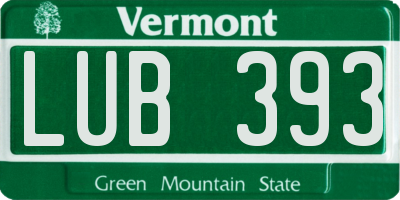 VT license plate LUB393
