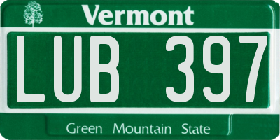 VT license plate LUB397