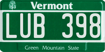 VT license plate LUB398