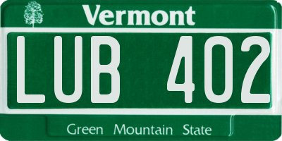 VT license plate LUB402