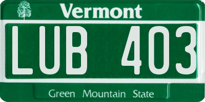 VT license plate LUB403