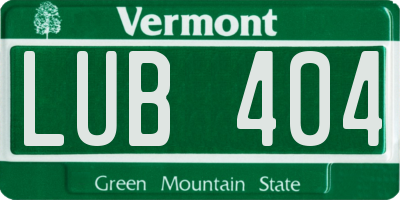 VT license plate LUB404