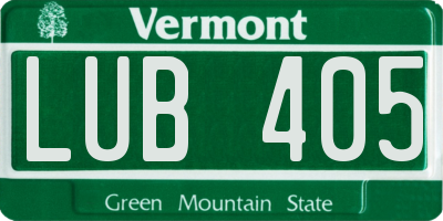 VT license plate LUB405