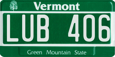 VT license plate LUB406