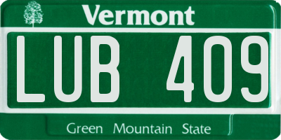 VT license plate LUB409