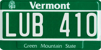 VT license plate LUB410