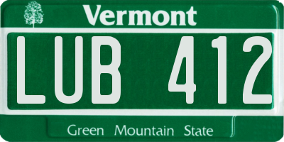VT license plate LUB412