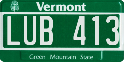 VT license plate LUB413