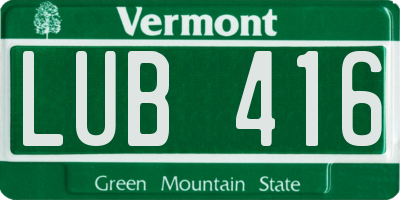 VT license plate LUB416