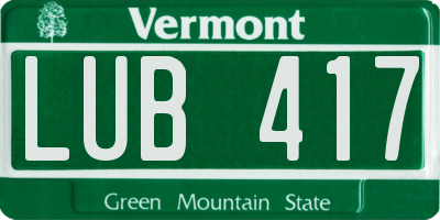 VT license plate LUB417