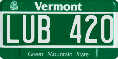 VT license plate LUB420