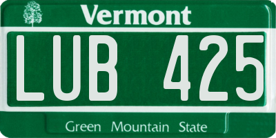 VT license plate LUB425