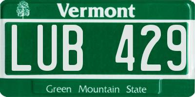 VT license plate LUB429