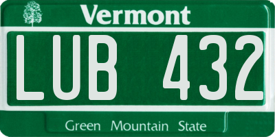 VT license plate LUB432