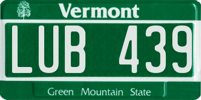 VT license plate LUB439