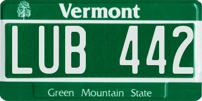VT license plate LUB442