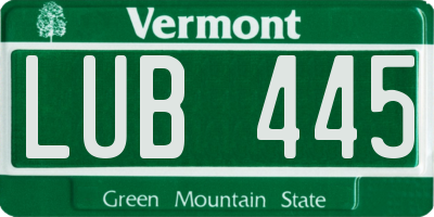 VT license plate LUB445