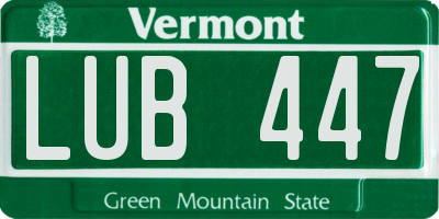 VT license plate LUB447