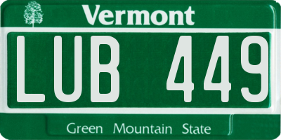 VT license plate LUB449