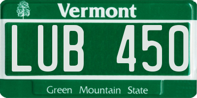VT license plate LUB450