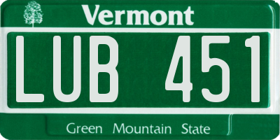 VT license plate LUB451