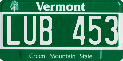 VT license plate LUB453