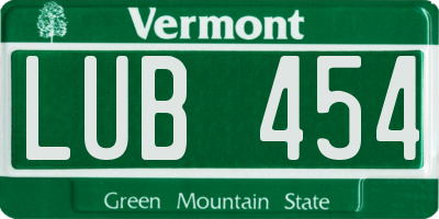 VT license plate LUB454