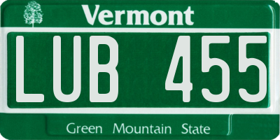 VT license plate LUB455