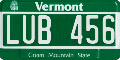 VT license plate LUB456