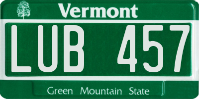 VT license plate LUB457