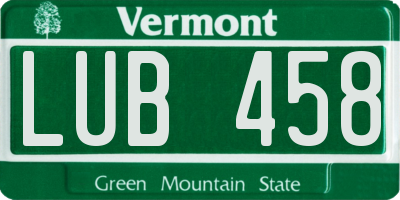 VT license plate LUB458