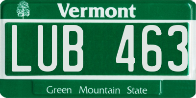 VT license plate LUB463