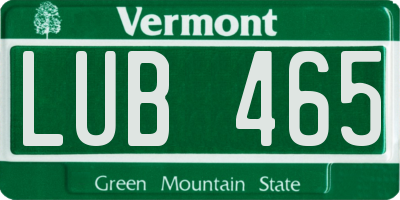 VT license plate LUB465