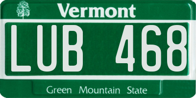 VT license plate LUB468