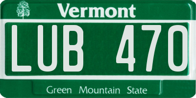 VT license plate LUB470