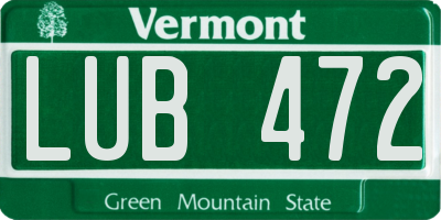 VT license plate LUB472