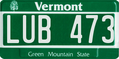 VT license plate LUB473