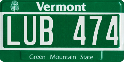 VT license plate LUB474