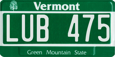 VT license plate LUB475