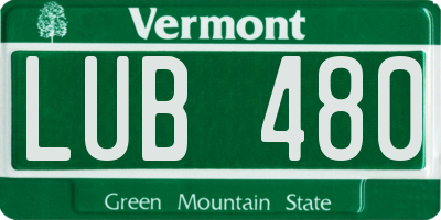 VT license plate LUB480