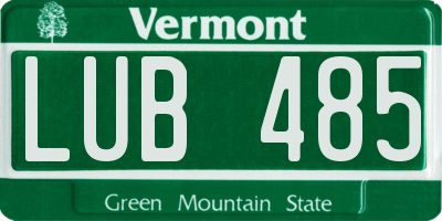 VT license plate LUB485