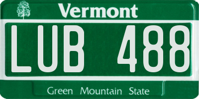 VT license plate LUB488
