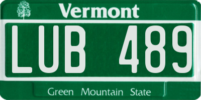 VT license plate LUB489